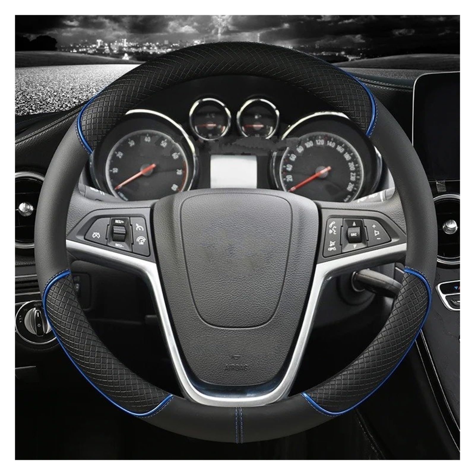 Auto Lenkrad Bezug Für Opel Für Mokka 2013-2016 Für Insignia 2009-2013 Für Astra J 2010-2015 PU Leder Auto Lenkrad Abdeckung Zubehör Lenkrad Abdeckung(Blue) von VOALVT