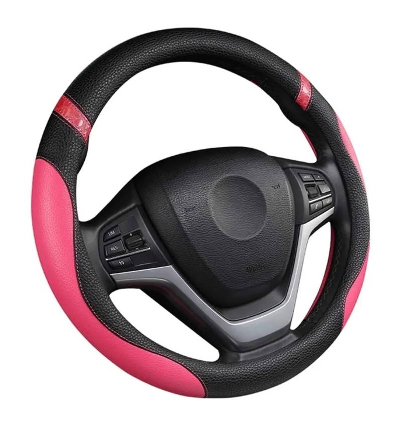 Auto Lenkrad Bezug Universeller Leder-Lenkradbezug Für Damen Mädchen Herren Niedlicher Lenkradbezug Für Auto 38,1 cm Lenkrad Abdeckung(Rose) von VOALVT