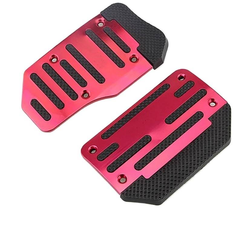 Auto Pedale Abdeckung Racing Auto Sport Metall Manuelle Automatische Und Kupplung Gas Bremse Fuß Matte Set rutschfeste Pedal Pads Abdeckung Universal Zubehör Edelstahl Fußstütze Bremse(Red 2 pcs) von VOALVT