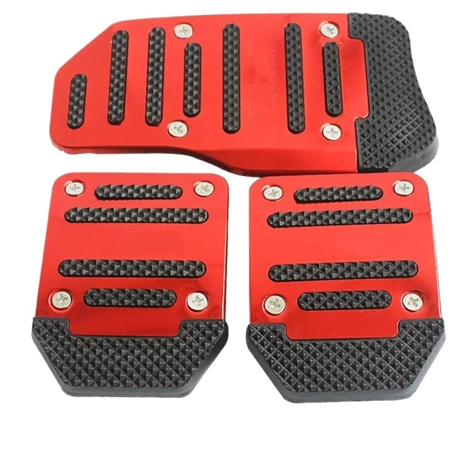 Auto Pedale Abdeckung Racing Auto Sport Metall Manuelle Automatische Und Kupplung Gas Bremse Fuß Matte Set rutschfeste Pedal Pads Abdeckung Universal Zubehör Edelstahl Fußstütze Bremse(Red 3 pcs) von VOALVT