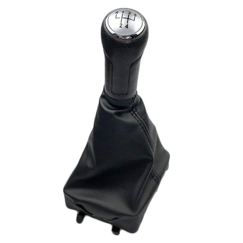 Auto Schaltknaufabdeckung Für VW Für Polo 9N 9N2 9N3 2001 2002 2003 2004 2005 2006 2007 2008 2009 Auto Schaltknauf Hebel Shifter Gamasche Boot Abdeckung Schalthebel Abdeckung(5 Speed Silver Black) von VOALVT