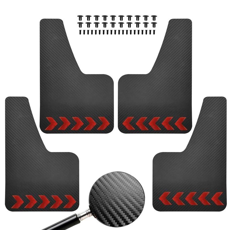 Auto Schmutzlappen Für FIAT 500 500C 500L 500X 500e Für Abarth 595 695 Carbon Faser Wirkung Vorne Hinten Set Schmutzfänger Spritzschutz Auto Spritzschutz(4Pcs with Stickers) von VOALVT