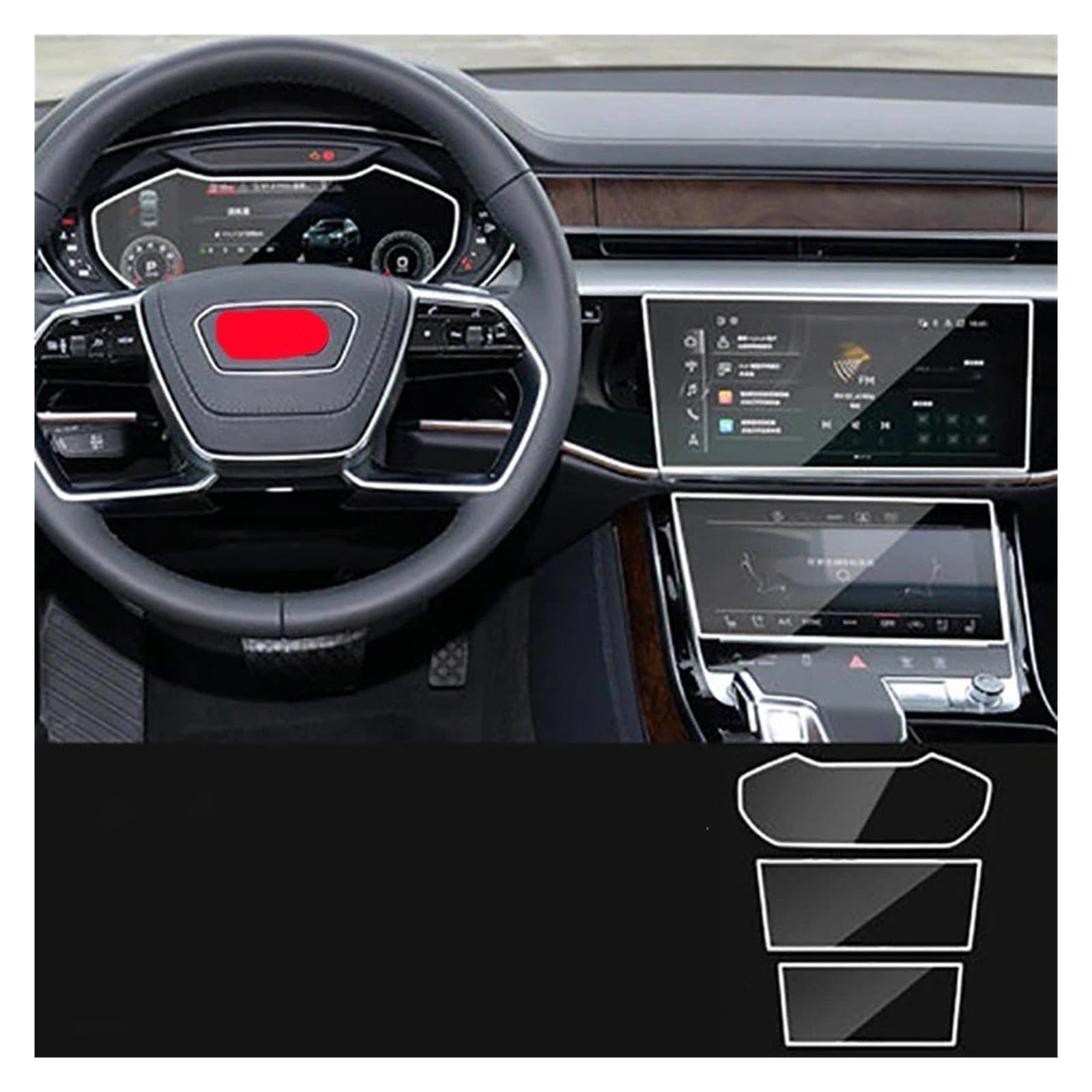 Für A8 S8A8L 2018 2019 2020 Auto-GPS-Navigationsfolie LCD-Bildschirm Gehärtetes Glas Schutzfolie Anti-Kratzfolie Zubehör Navigation Glas Displayschutzfolie(2) von VOALVT