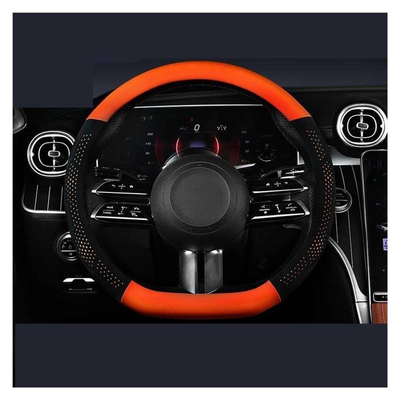 Lenkradhüllen Für Benz B C E S-Klasse W221 222 212 213 245 204 Für GLA Für GLB Wildleder Lenkrad Abdeckung Carbon Faser Leder Lenkung Abdeckung Lenkradschoner(Ayma orange D) von VOALVT