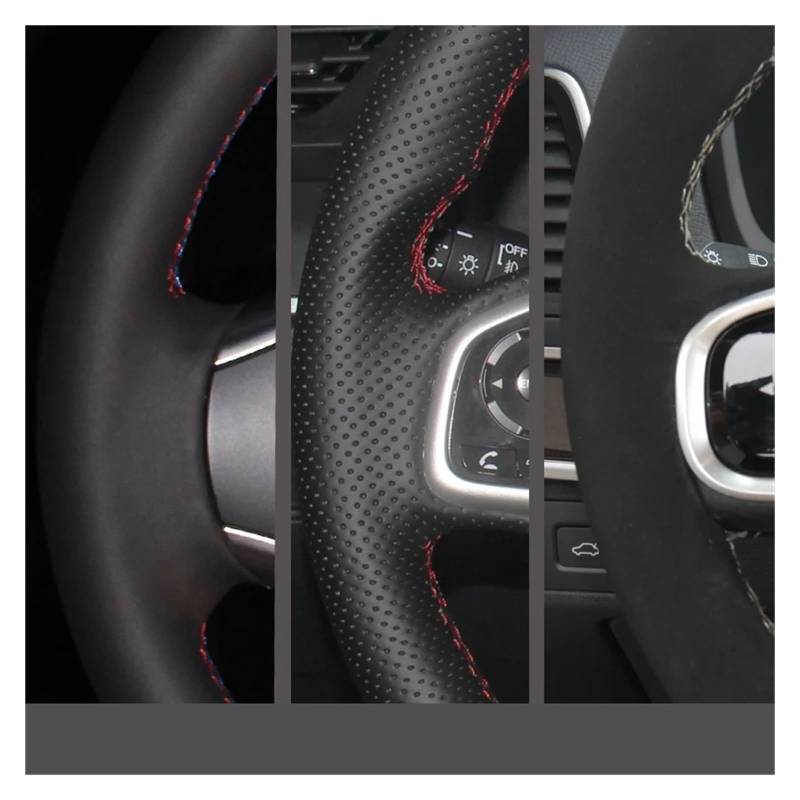 Lenkradhüllen Für Benz C63 SL65 SLK55 Für AMG R230 C219 W204 W212 2008-2015 Handstich Wildleder Echtleder Auto Lenkradbezug Lenkradschoner(Style 5) von VOALVT