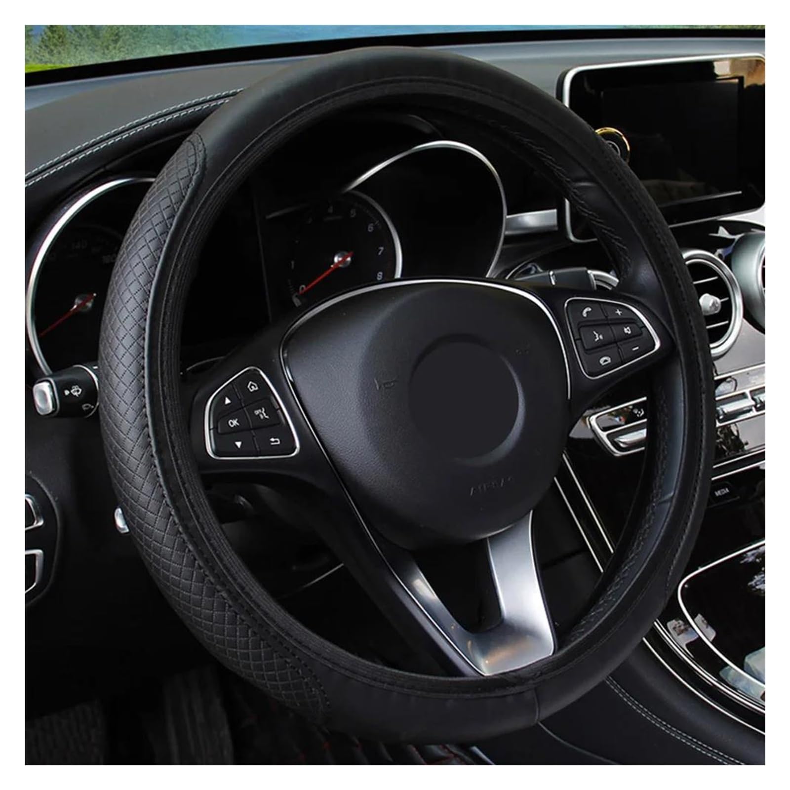 Lenkradhüllen Für Citroen Für C4 Für C5 Für C3 Für C2 C4L Für Xsara Leder Lenkrad Abdeckung Auto Styling Lenkradschoner(Black) von VOALVT