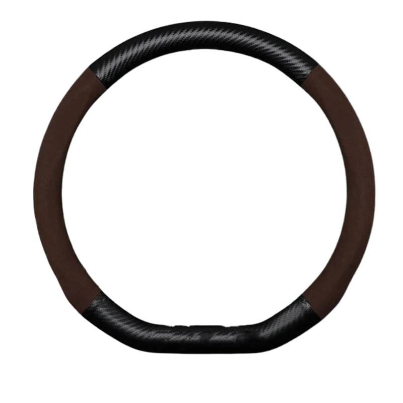 Lenkradhüllen Für F10 F20 F26 F30 F32 E34 E36 E90 Kein Geruch Super Dünne Pelz Leder Carbon Lenkrad Abdeckung Lenkradschoner(D Shape-Brown) von VOALVT