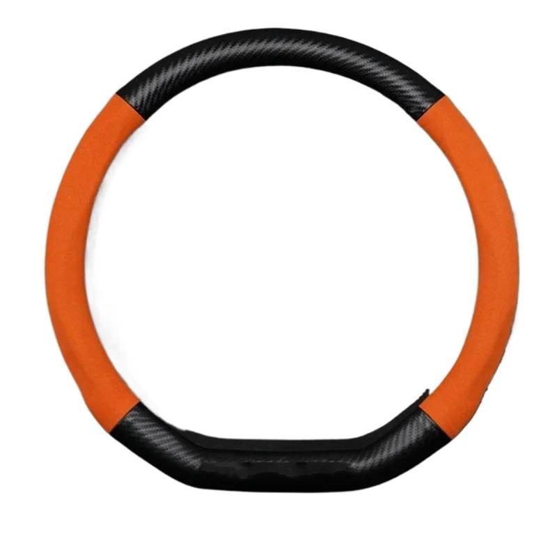 Lenkradhüllen Für F10 F20 F26 F30 F32 E34 E36 E90 Kein Geruch Super Dünne Pelz Leder Carbon Lenkrad Abdeckung Lenkradschoner(D Shape-Orange) von VOALVT