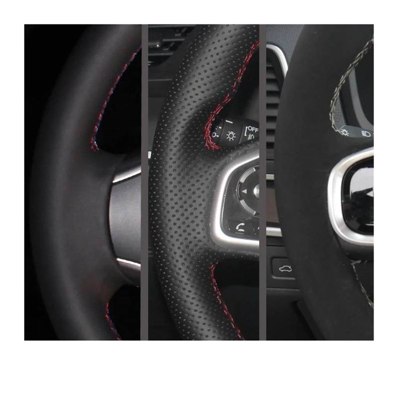 Lenkradhüllen Für Ford Für Mustang 2015-2021 Für Mustang Für GT 2015-2021 DIY Handgenähte rutschfeste Lenkradabdeckung Aus Echtem Leder Im Sportstil Lenkradschoner(Style 3) von VOALVT