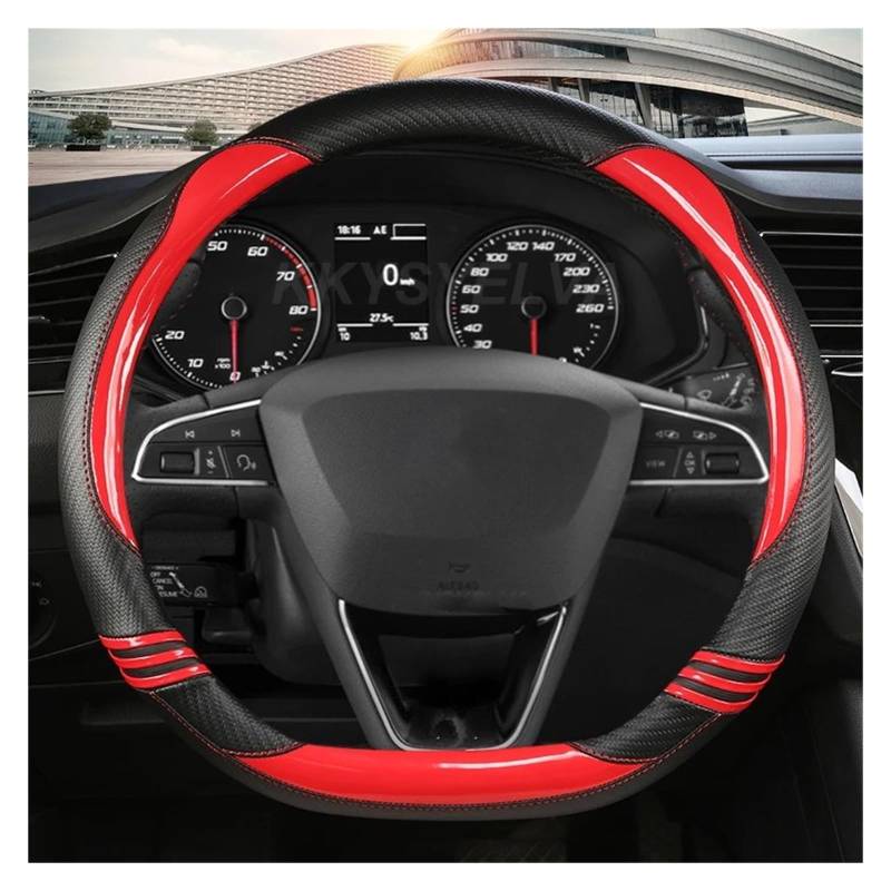 Lenkradhüllen Für Hyundai Für Creta II 2021 2022 2023 2024 Autozubehör Mikrofaser Leder D Form Auto Lenkradbezug Lenkradschoner(RED D Shape) von VOALVT