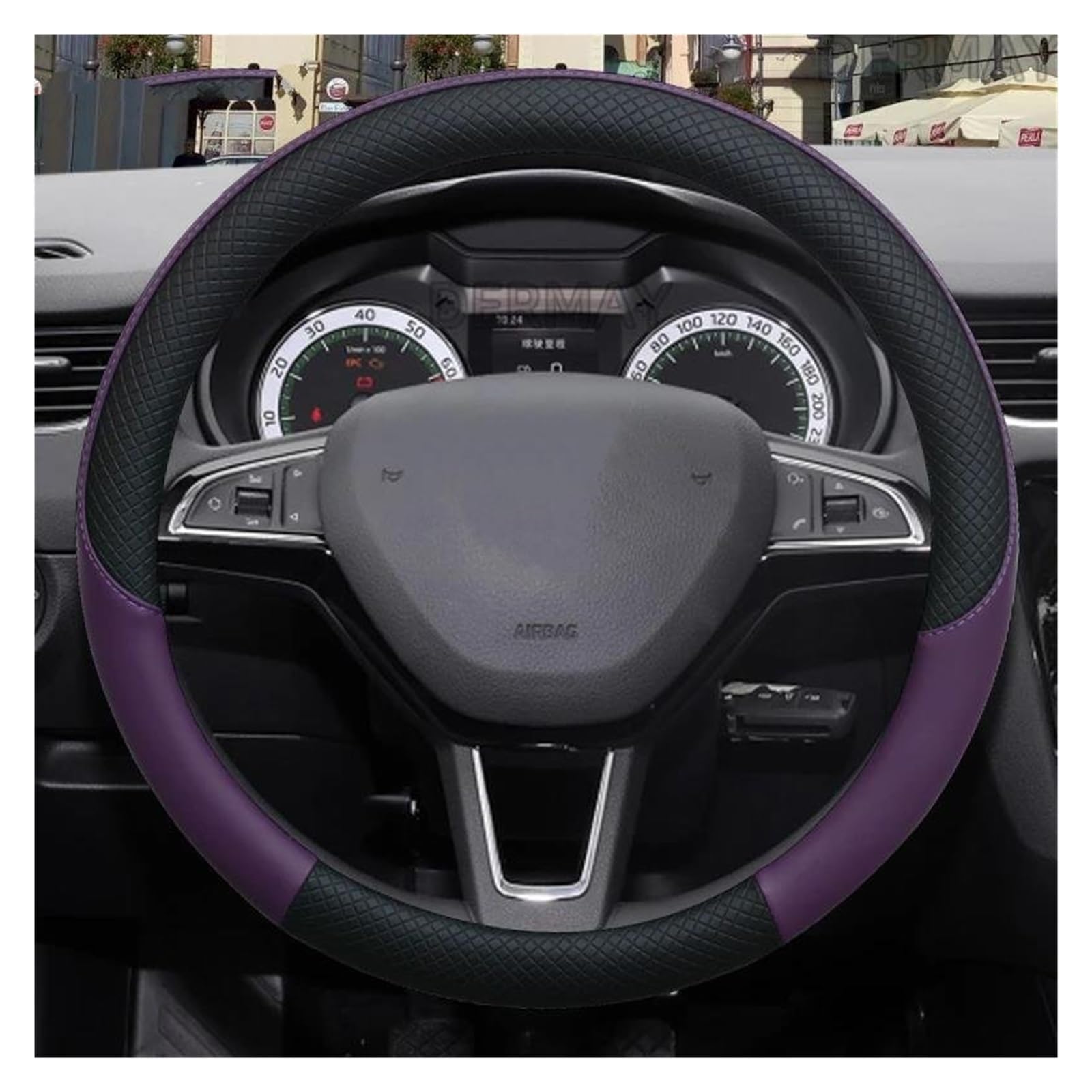 Lenkradhüllen Für Skoda Für Fabia 1 2 3 I II III Auto Innen Zubehör Marke Leder Auto Lenkrad Abdeckung Anti Slip Lenkradschoner(Purple) von VOALVT