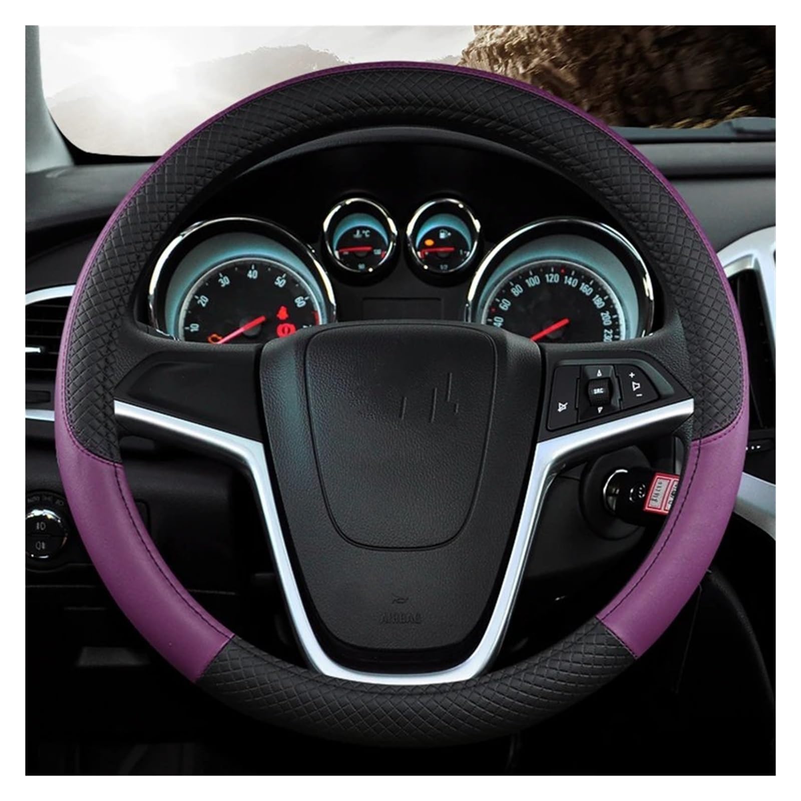 Lenkradhüllen Für Skoda Für Octavia Für Fabia 2 Für Superb 3 Für Rapid Für Sitz Für Abdeckung Universelle Autolenkradabdeckung Autos 38 cm Geeignet Lenkradschoner(Black Purple) von VOALVT