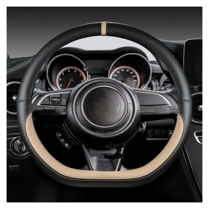 Lenkradhüllen Für Suzuki Für Swift 2017 2018 2019 2020 2021 2022 Sport Auto Zubehör Mikrofaser Leder D Form 38 cm Auto Lenkrad Abdeckung Lenkradschoner(BEIGE) von VOALVT