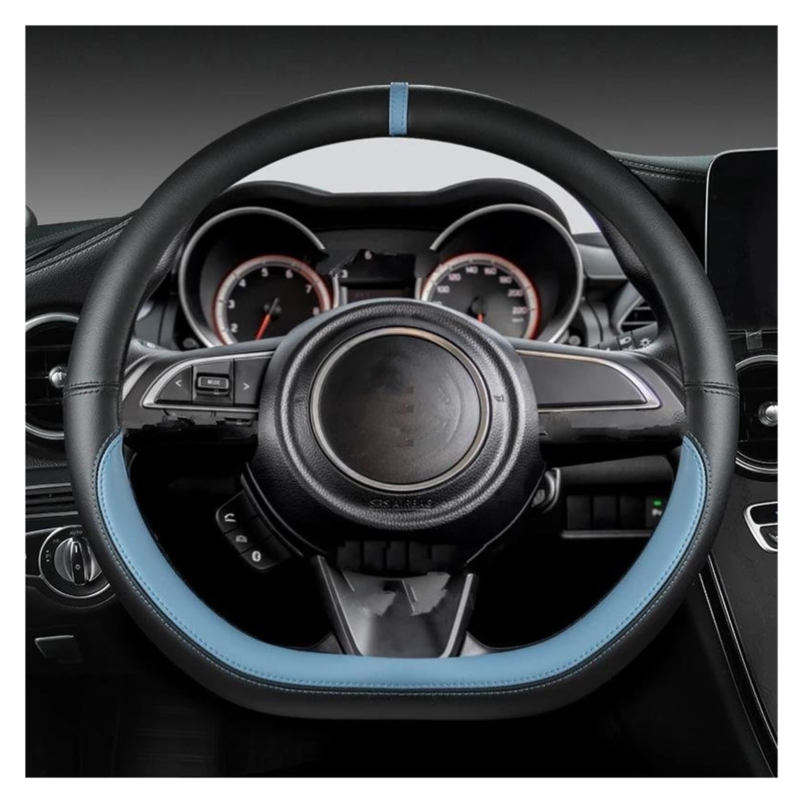 Lenkradhüllen Für Suzuki Für Swift 2017 2018 2019 2020 2021 2022 Sport Auto Zubehör Mikrofaser Leder D Form 38 cm Auto Lenkrad Abdeckung Lenkradschoner(Blue) von VOALVT