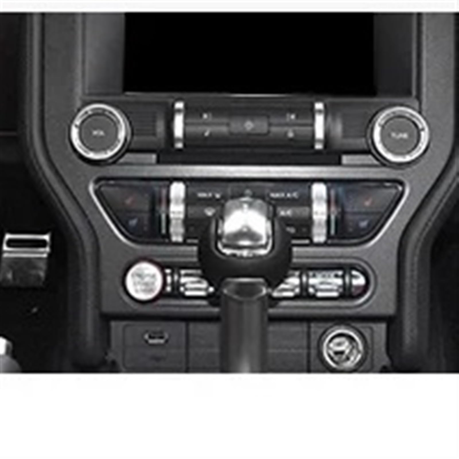 PanelMittelkonsole Für Ford Für Mustang 2015-2023 AC Control Schalter Taste Trim Volumen Einstellen Knopf Aufkleber Zentrale CD Panel Abdeckung Auto Konsolenrahmen(3pc 9002) von VOALVT