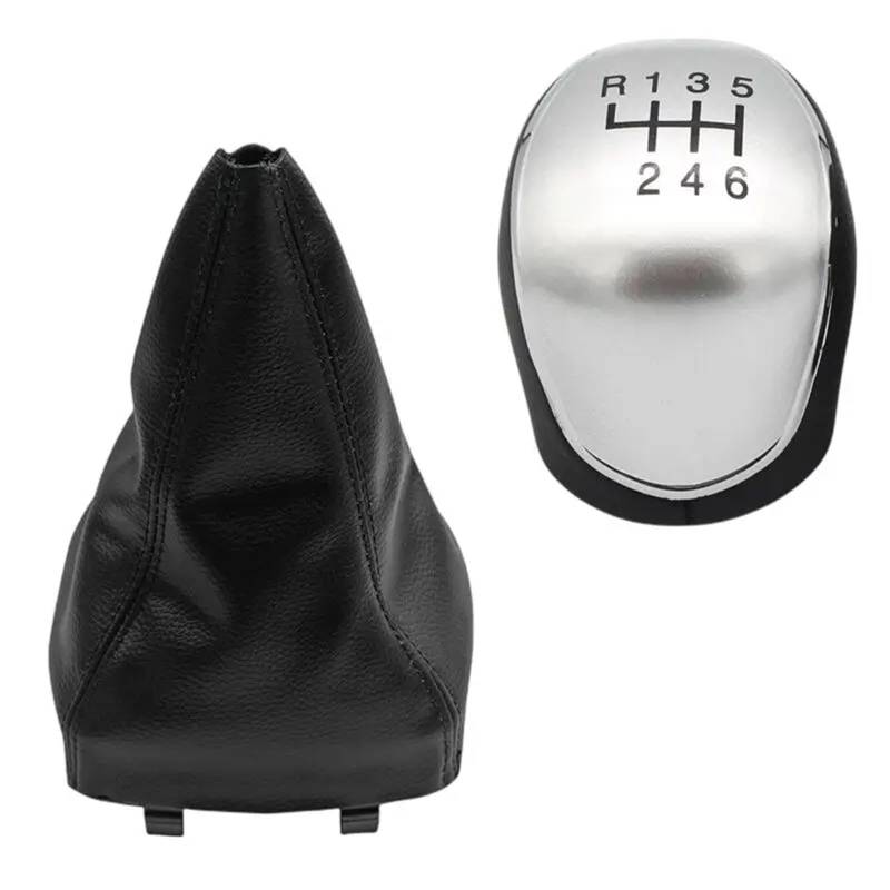 Schaltknauf Für Ford Für Mondeo 4 Mk4 IV 2007 2008 2009 2010 2011 2012 2013 2014 Auto Hand Speed ​​Ball Schaltknauf Gamasche Boot Abdeckung Kragen Schaltknüppel(Silver 6 Speed 2pcs) von VOALVT