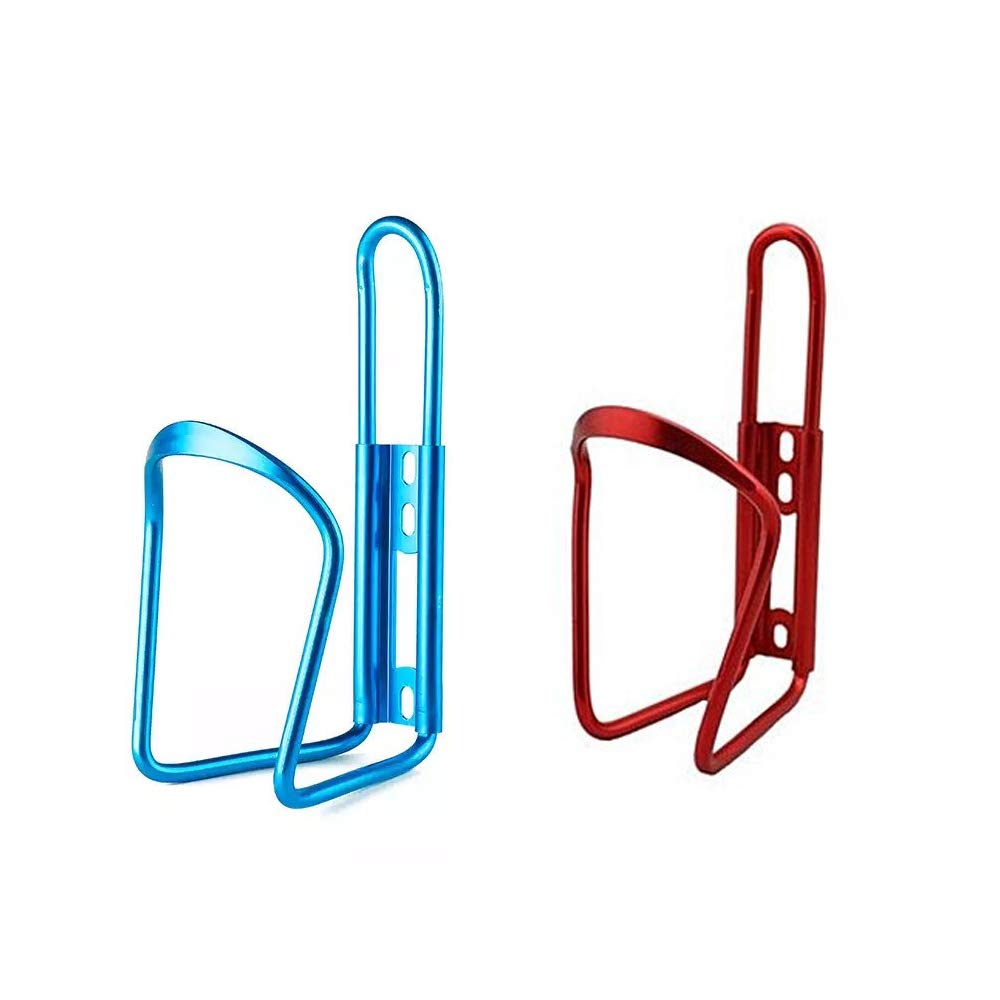 VOANZO 2PCS Fahrradflaschenkäfig Fahrradmontierter Wasserflaschenhalter Aluminiumlegierung Keine Verformung Flaschenhalterung für Fahrradfahrer (Rot + Blau) von VOANZO