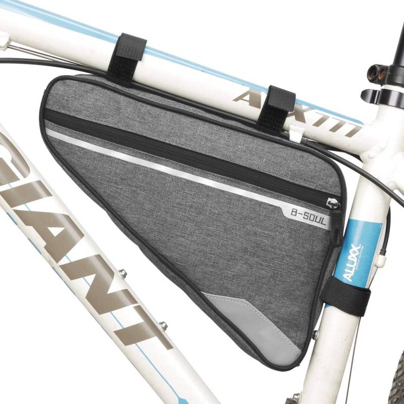 VOANZO Fahrrad Aufbewahrungsbox Rahmentasche, wasserdichte Fahrrad Dreieck Tasche Große Kapazität Satteltasche für Rennrad Mountainbike 290 x 200 x 50 mm (Grau) von VOANZO