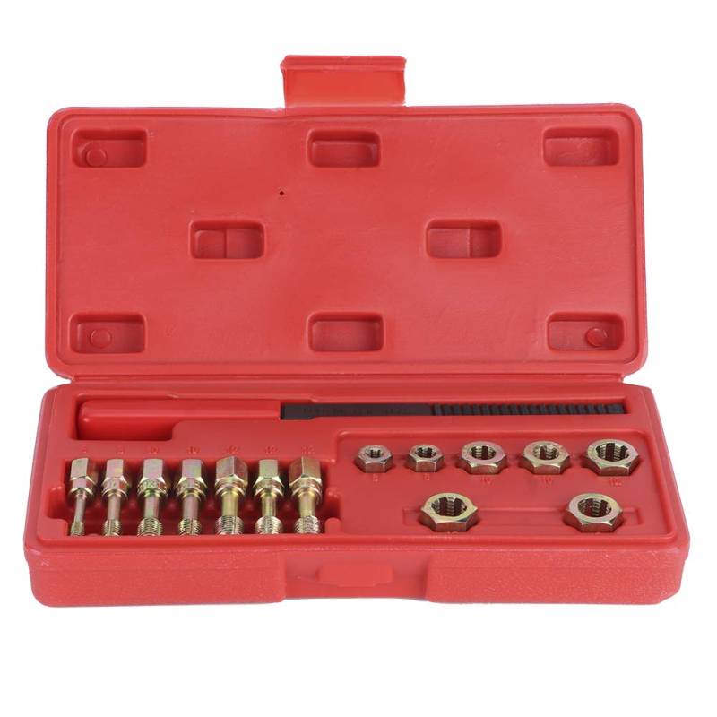 VOBOR 15 Teile/Satz Thread Repair Kit,Universal Gewindewiederhersteller Reparatursatz,Gewinde Chaser Reparatur Set mit 7 Schneideisen,7 Gewindebohrer und 1 SAE-Gewindefeile von VOBOR