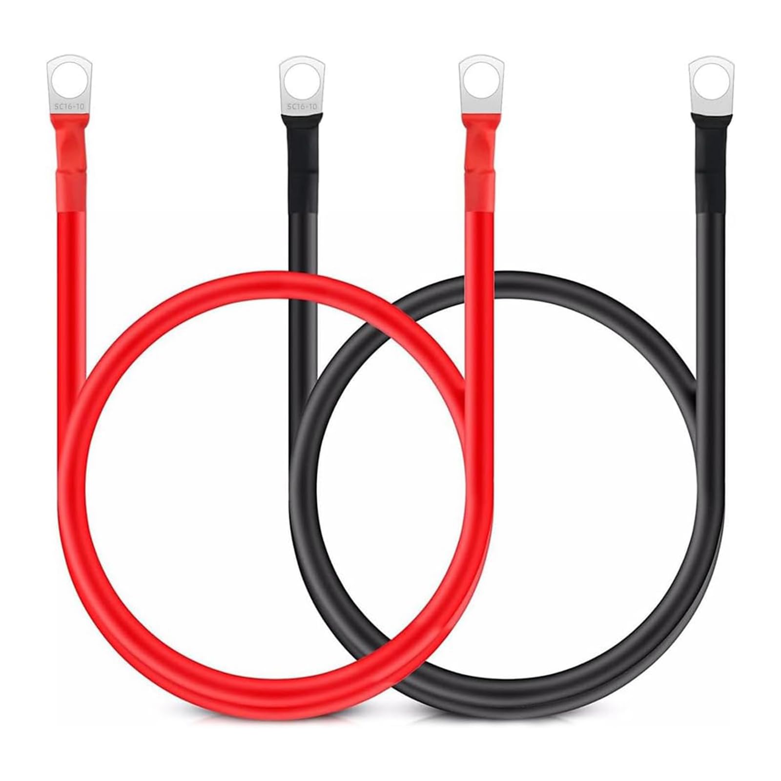 VOBOR 2pcs 50cm 16mm² 5AWG Auto Batterie Kabel Kupfer Power Kabel mit Ring Klemmen für Motorrad von VOBOR