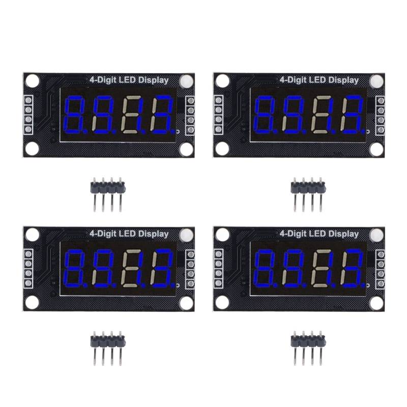 VOBOR 4 Sets Digital Tube Display Modul LED 4 Digit 7 Segment 0.36in TM1637 Drive Chip(Blau (MRA110D)) von VOBOR