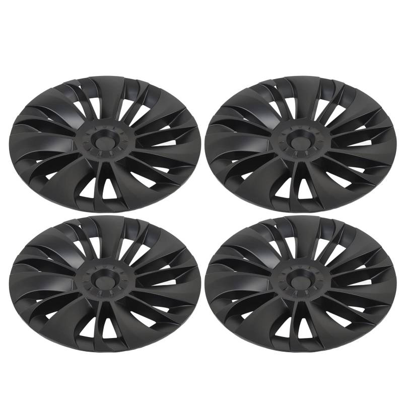 VOBOR 4PCS -Radabdeckung, Hubcap -Radabdeckungen Mattschwarzer Stilvoller Dauerhafter Verschleiß -Rim -Randabdeckung Ersatz für Modell Y von VOBOR