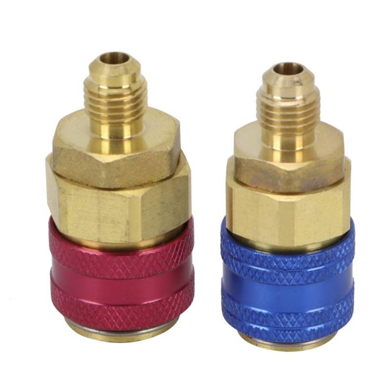 VOBOR Air Quick Coupler Connector-2Pcs Auto Air Quick Coupler Connector for R134A Hoch Niedrig Rot Blau Seite von VOBOR