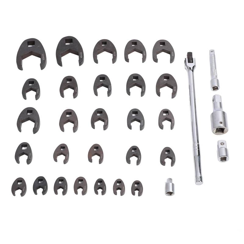 VOBOR Wrench Set, 32PCS 10 Bis 50 Mm Metrisch Metrik -Bremsbremsschlüssel -Set 3/8 1/2 3/4 Zoll Antrieb Offset Open End -Schraubenschlüssel mit Verlängerungsstange von VOBOR