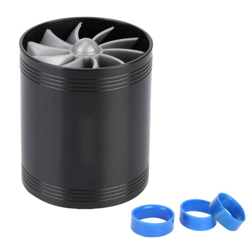 Vobor Auto Lufteinlass Turbonator Dual Fan Lüfter Turbine Super Charger Gas Fuel Saver Turbo(Schwarz) von VOBOR