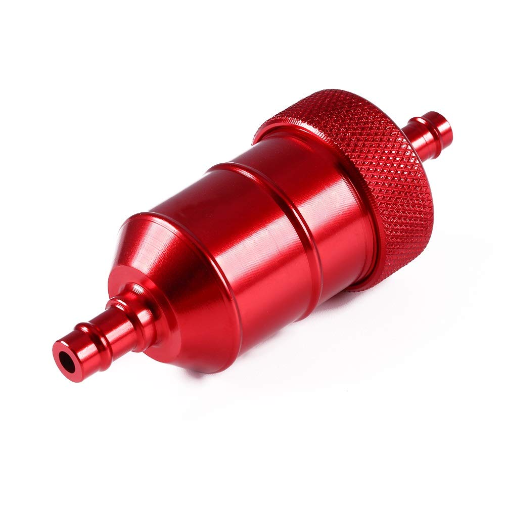 Vobor Inline Kraftstofffilter, Inline Gasöl Ölfilter Benzin Gasonline Reiniger für Motorrad Dirt Bike Benzin Grubenschmutz 1/4 "6 mm (rot) von VOBOR