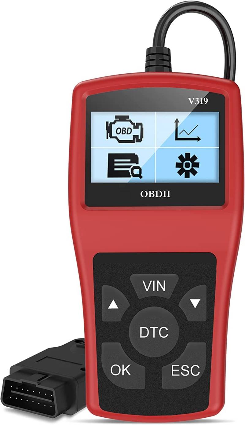 VOGHERB OBD2 Diagnosegerät, Codes Lesen und Löschen, Echtzeitdaten und Fahrzeuginformationen anzeigen, Automotor Fehler-Code Scanner für Europäische OBD II/EOBD Protokolle nach 2000, Multilingual von VOGHERB