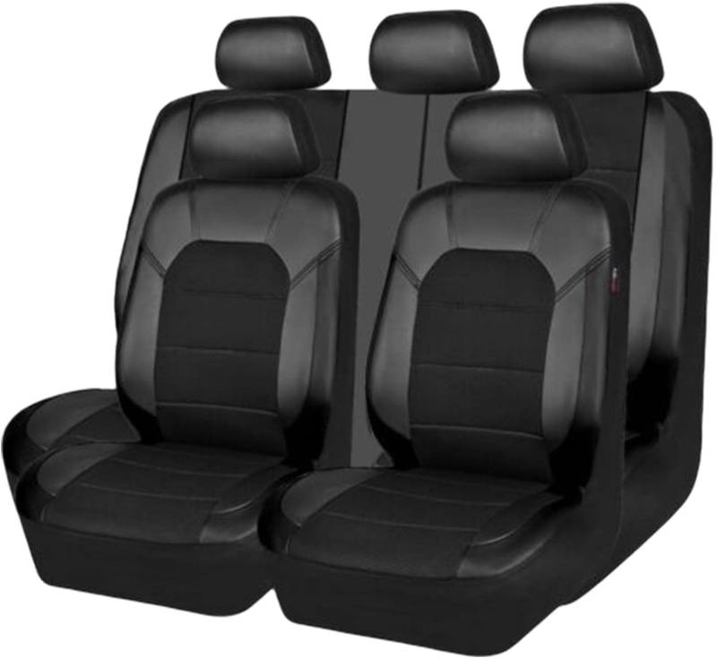 9PCS Auto Sitzbezüge Sets für Volvo V60 1. Gen 2011 2012 2013 2014 2015 2016 2017 2018, Leder Wasserdicht Vordersitze Rücksitzschoner Leicht Zu Reinigen Schutz Lederausstattung,A Black von VOIV