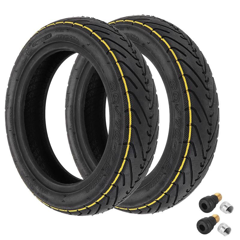 Flycoo 60/70-6.5 Tubeless Reifen mit Ventil für Segway Ninebot Max G30 / G30E / G30LP Elektroroller Vollgummireifen 10 Zoll Anti-Rutsch-Reifen Pannensicher (2 PCS) von VOLOHAS