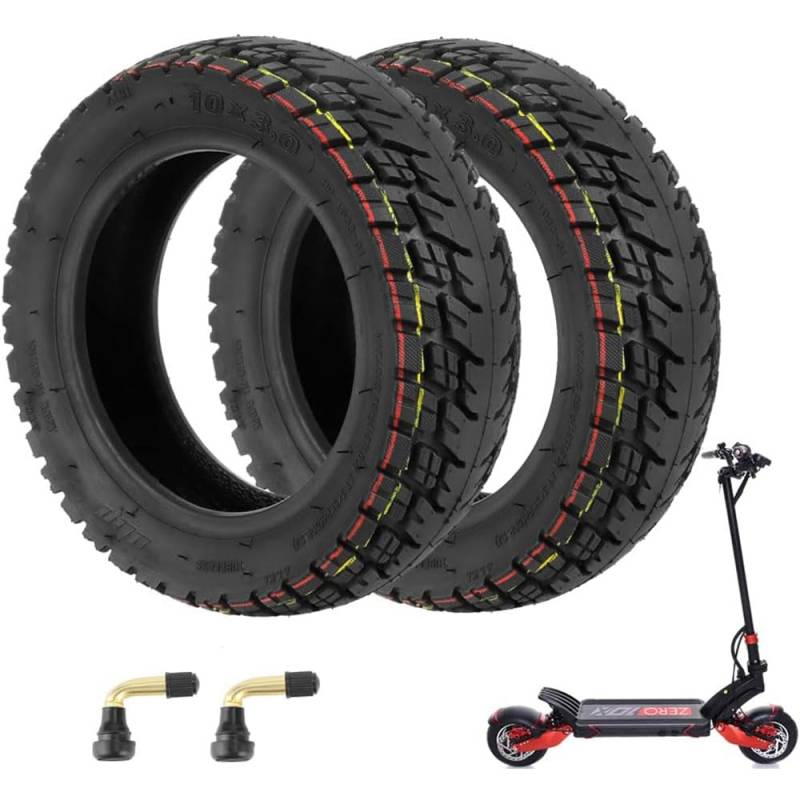 VOLOHAS 10 * 3/255 * 80/80/65-6 Offroad Tubeless Reifen für Dualtron Zero 10X/Kaabo Wolf Warrior/Kaabo Mantis 10 Elektro Scooter 10'' Dicker Vakuumreifen Rutschfest Pannensicher (2 Stück) von VOLOHAS