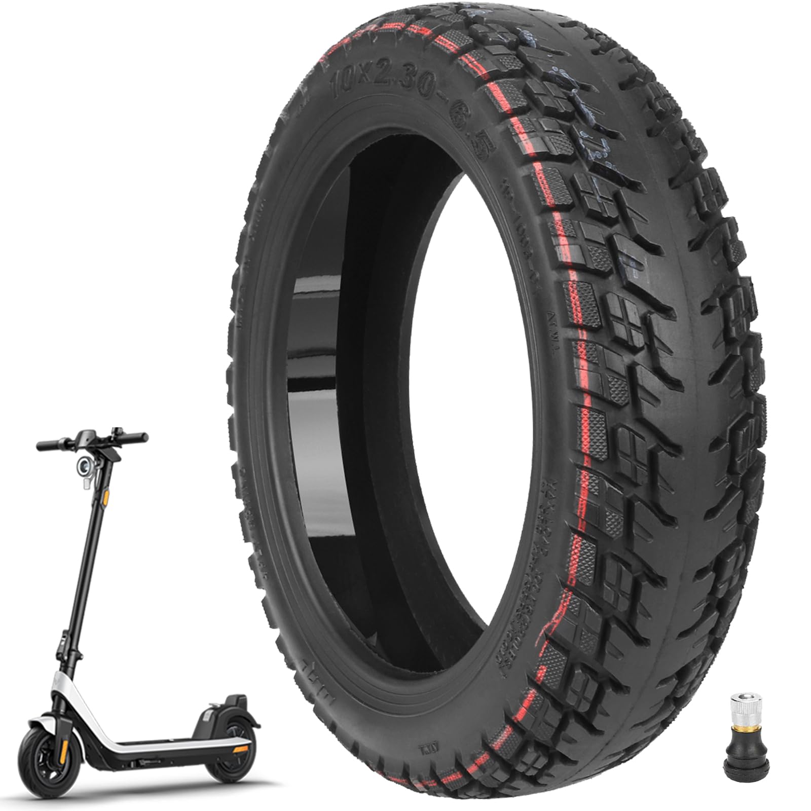 VOLOHAS 10 Zoll Offroad Reifen 10x2,30-6,5 Tubeless Reifen für NIU KQi2/KQi2 Pro Elektroroller Vorne/Hinten Verschleißfester Vakuumreifen Ersatzräder Selbst Reparierbar Pannensicher (1 Stück) von VOLOHAS