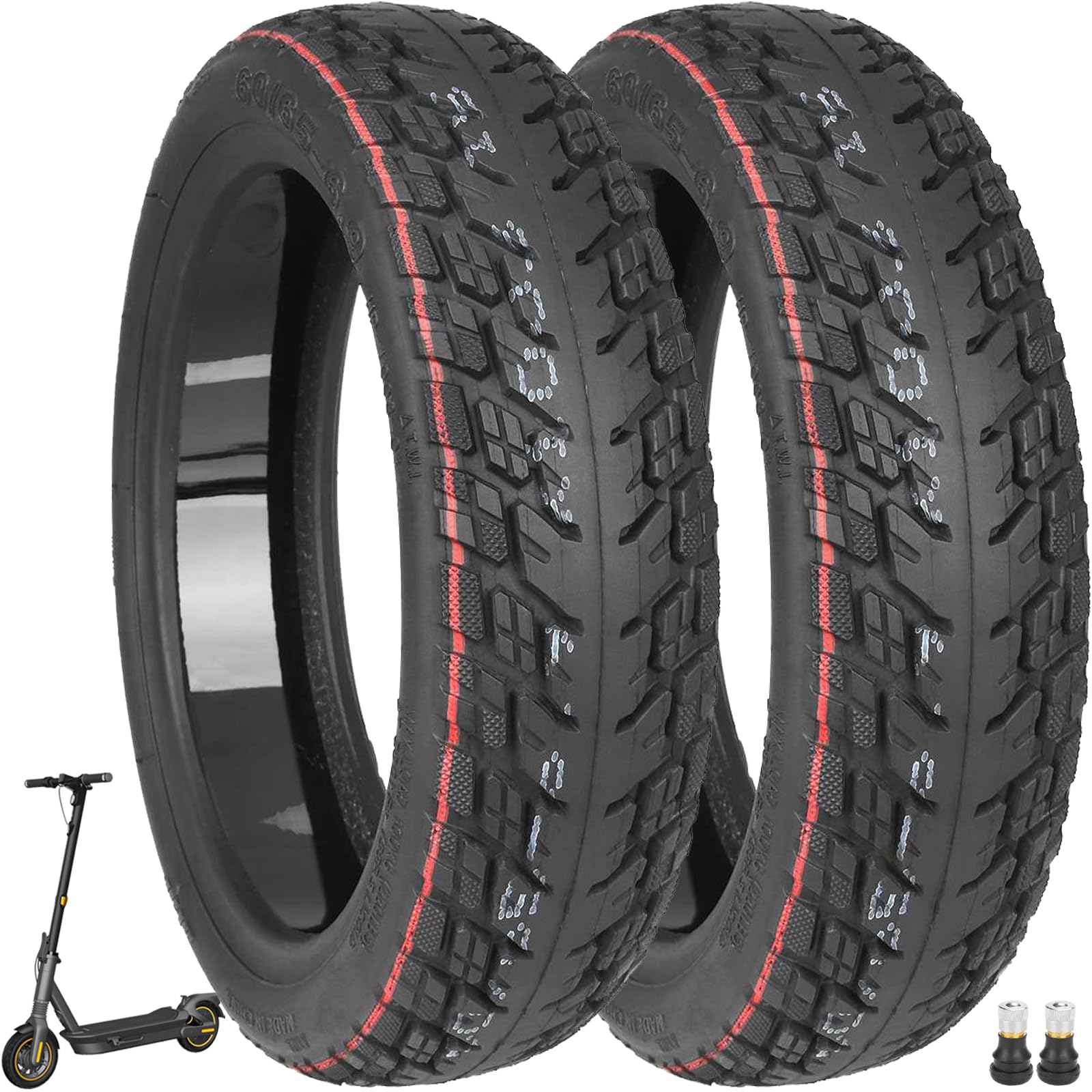 VOLOHAS 10 Zoll Offroad Reifen 60/65-6,9 Tubeless Reifen für Ninebot Max G2 G2D G2E G65 Elektroroller Vorne/Hinten Verschleißfester Vakuumreifen Ersatzräder Selbst Reparierbar Pannensicher (2 Stück) von VOLOHAS