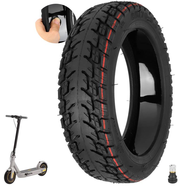 VOLOHAS 10 Zoll Offroad Reifen 60/70-6,5 Tubeless Reifen für Ninebot MAX G30/G30D/G30D 2 Elektroroller Vorne/Hinten Verschleißfester Vakuumreifen Ersatzräder Selbst Reparierbar Pannensicher (1 Stück) von VOLOHAS