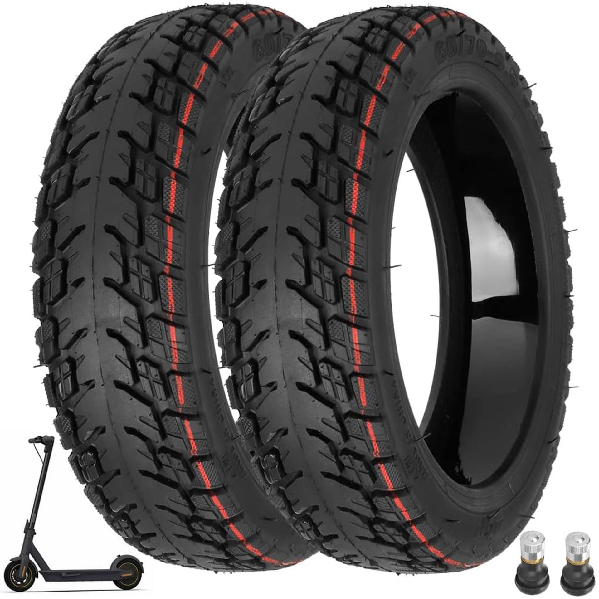 VOLOHAS 10 Zoll Offroad Reifen 60/70-6,5 Tubeless Reifen für Ninebot MAX G30/G30D/G30D 2 Elektroroller Vorne/Hinten Verschleißfester Vakuumreifen Ersatzräder Selbst Reparierbar Pannensicher (2 Stück) von VOLOHAS