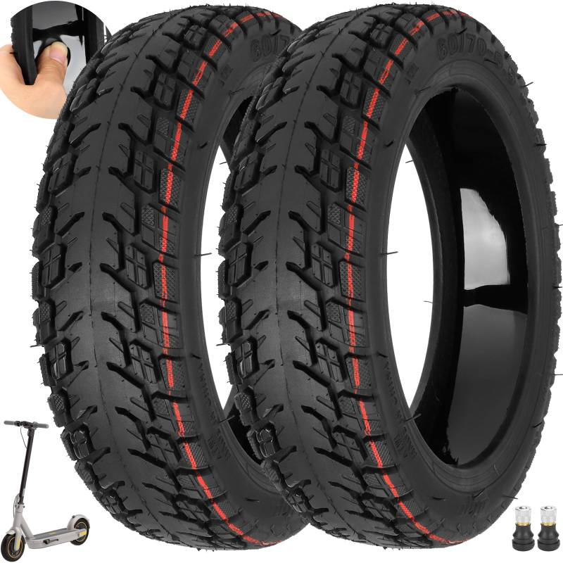 VOLOHAS 10 Zoll Offroad Reifen 60/70-6,5 Tubeless Reifen für Ninebot MAX G30/G30D/G30D 2 Elektroroller Vorne/Hinten Verschleißfester Vakuumreifen Ersatzräder Selbst Reparierbar Pannensicher (2 Stück) von VOLOHAS