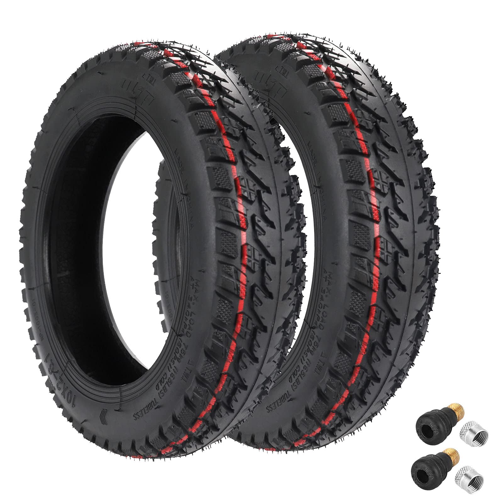 VOLOHAS 10x2-6,1 Off-Road Tubeless Reifen für Xiaomi M365/PRO/PRO 2 Vakuumreifen Rutschfest Explosionsgeschützt Verschleißfest Starker Grip Geräuscharmer 10-Zoll Elektroroller Ersatzräder (1 PCS) von VOLOHAS