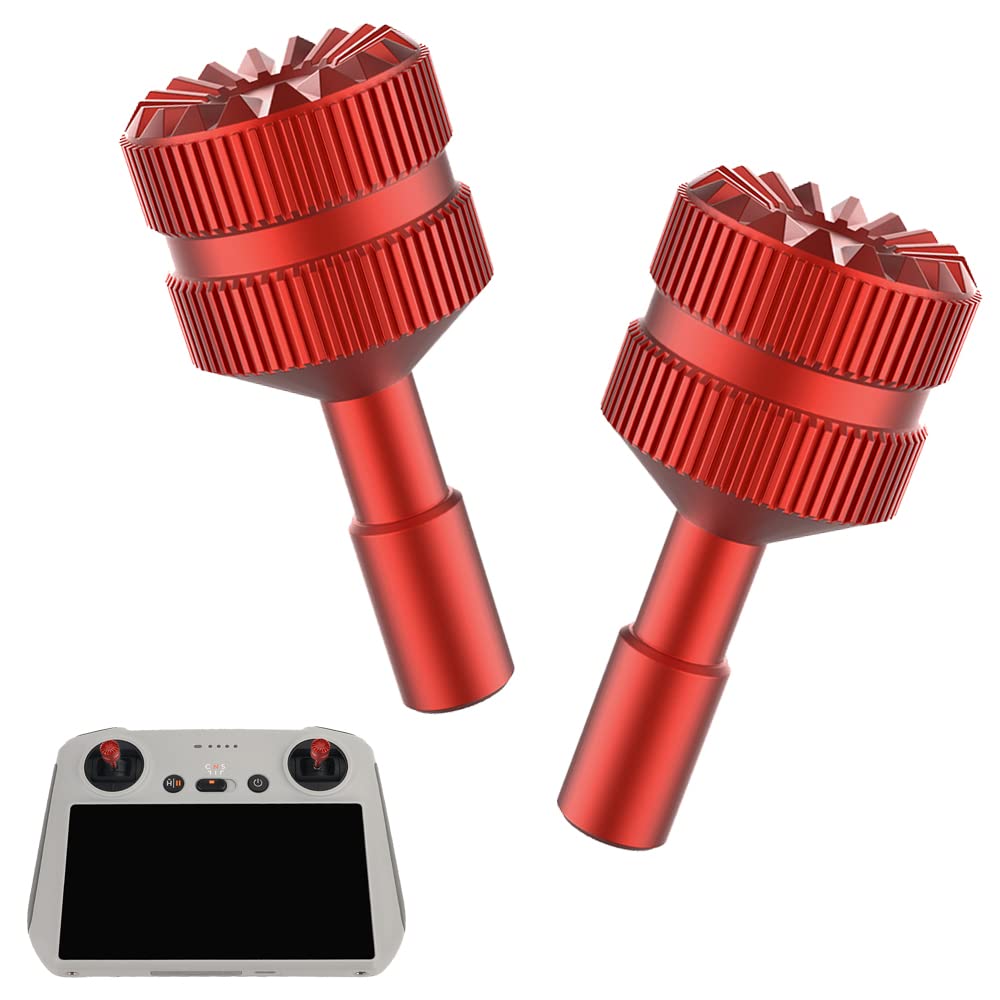 VOLOHAS 2pcs Rocker Joystick Anti-Rutsch für DJI RC Smart Controller für DJI Mini 3/Mini 3 Pro Drohne Aluminium Daumen Mini Joystick Griff für dji Smart Controller Zubehör (Rot) von VOLOHAS