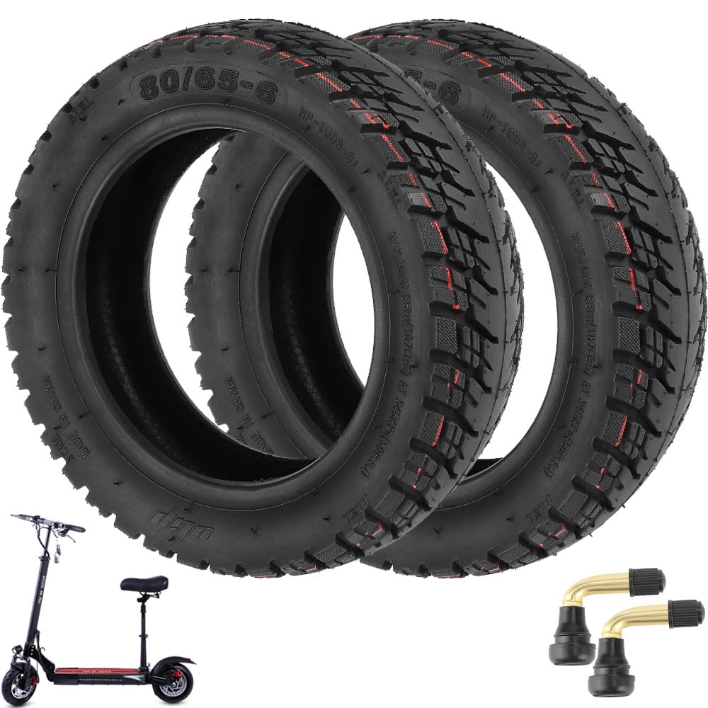 VOLOHAS 80/65-6 Verdickter Off-Road-Vakuumreifen für Kugoo M4/M4 Pro, Dualtron Zero 10X, Kaabo Wolf Warrior, Kaabo Mantis 10 Elektroroller 10 * 3/255 * 80/80/65-6 10 Zoll Schlauchlose Reifen (2 Stück) von VOLOHAS