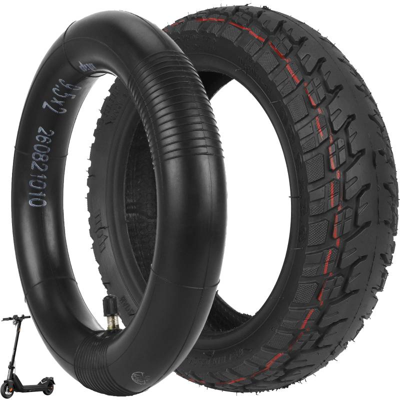 VOLOHAS 9,5 * 2 schlauchloser Reifen 9,5 Zoll Tubeless Reifen mit Doppelte Stärke Schlauch für NIU KQi3/Pro/Max Elektroroller Zubehör Explosionsgeschützte Verdickte Offroad-Reifen Ersatzräder (1 Satz) von VOLOHAS