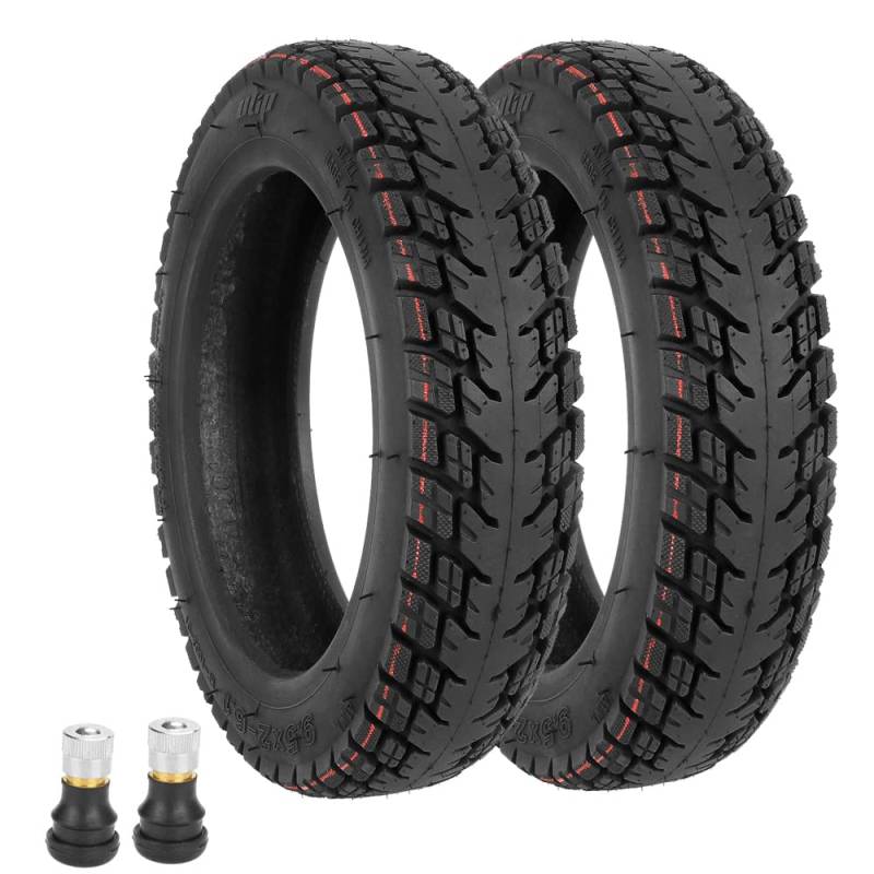 VOLOHAS 9.5 * 2-6.1 Off-Road Tubeless Reifen für Xiaomi M365 Pro 1S Pro 2 Mi3 Elektroroller Schlauchlose Reifen mit Geraden Ventilen für 8 1/2 * 2 Umrüstung Reifen für 8,5 Zoll Reifen (2 Stück) von VOLOHAS