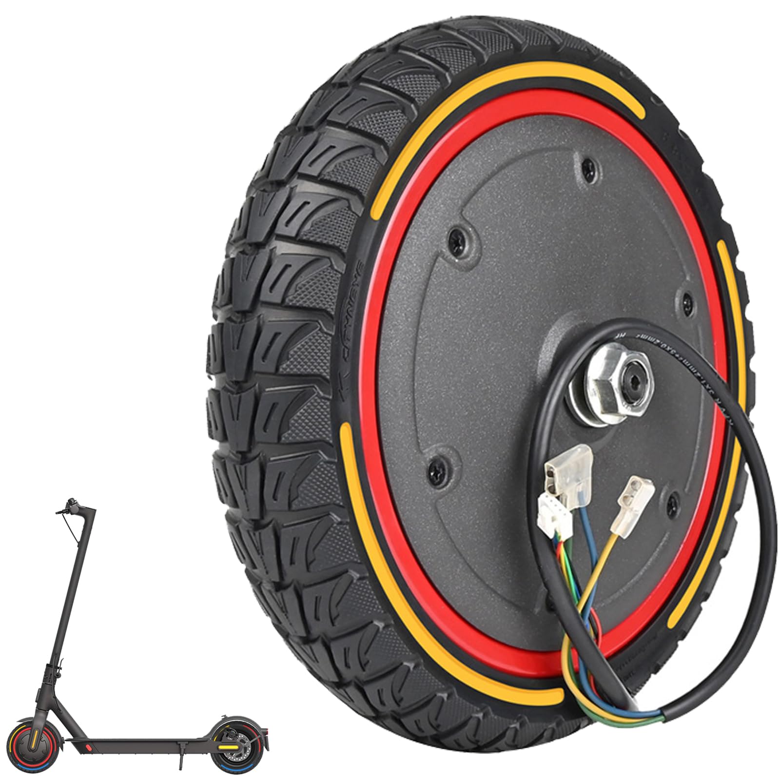 VOLOHAS Vollreifen Hinterrad Scooter Motor mit Vollgummireifen 8,5 Zoll Antriebsrad 350W für Xiaomi Pro 2/Pro/S1 Elektroroller, 8,5 Zoll E Scooter Solid Reifen Ersatzreifen Ersatzräder (Gelb) von VOLOHAS