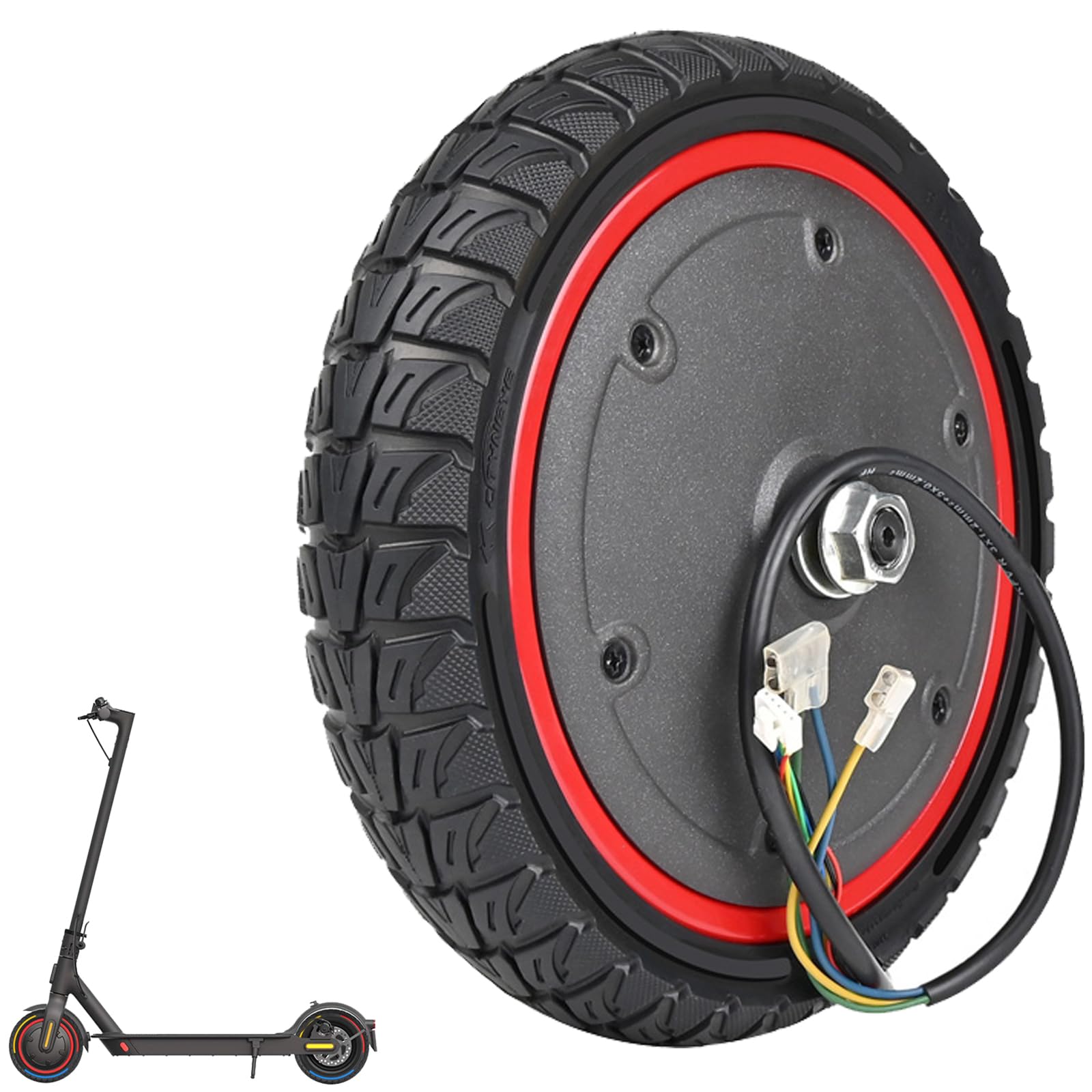 VOLOHAS Vollreifen Hinterrad Scooter Motor mit Vollgummireifen 8,5 Zoll Antriebsrad 350W für Xiaomi Pro 2/Pro/S1 Elektroroller, 8,5 Zoll E Scooter Solid Reifen Ersatzreifen Ersatzräder (Schwarz) von VOLOHAS