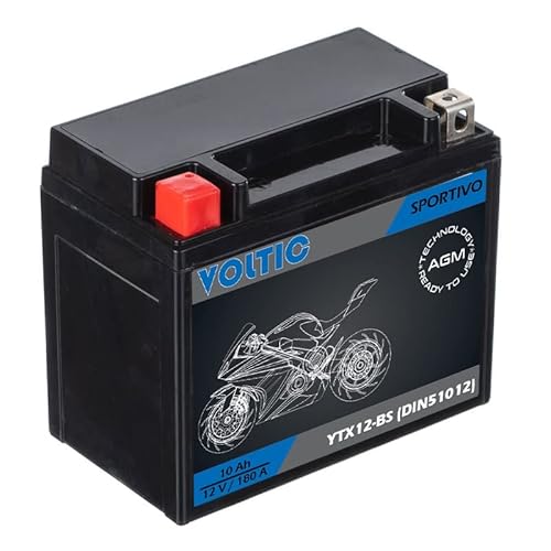 Voltima Sportivo AGM YTX12-BS Motorradbatterie 10Ah 12V (DIN 51012) von VOLTIMA