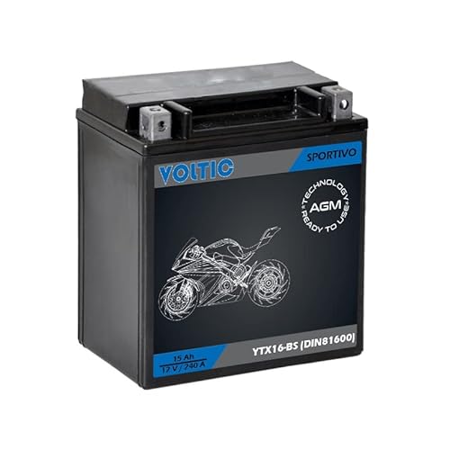 Voltima Sportivo AGM YTX16-BS Motorradbatterie 15Ah 12V (DIN 81600) von VOLTIMA