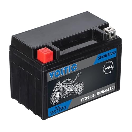 Voltima Sportivo AGM YTX9-BS Motorradbatterie 9Ah 12V (DIN 50812) von VOLTIMA