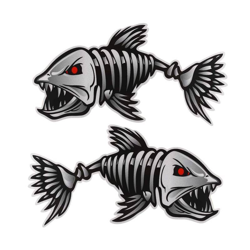 VORCOOL Packung mit 2 Skeleton Fischknochen Vinyl Aufkleber Sticker Kayak Fischerboot Car Graphics von VORCOOL